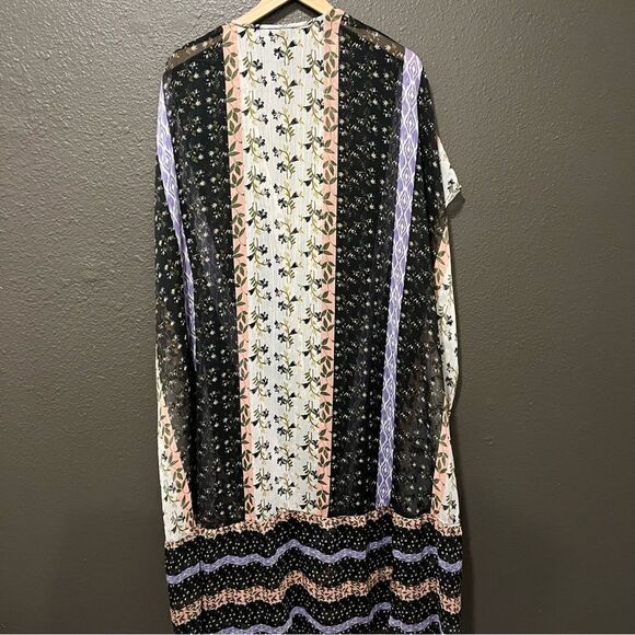 Steve Madden womens Ruffle Duster Printed Kimono With Tie Closure - Picture 7 of 10